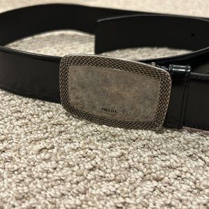 Prada - Black Pattern Leather Belt